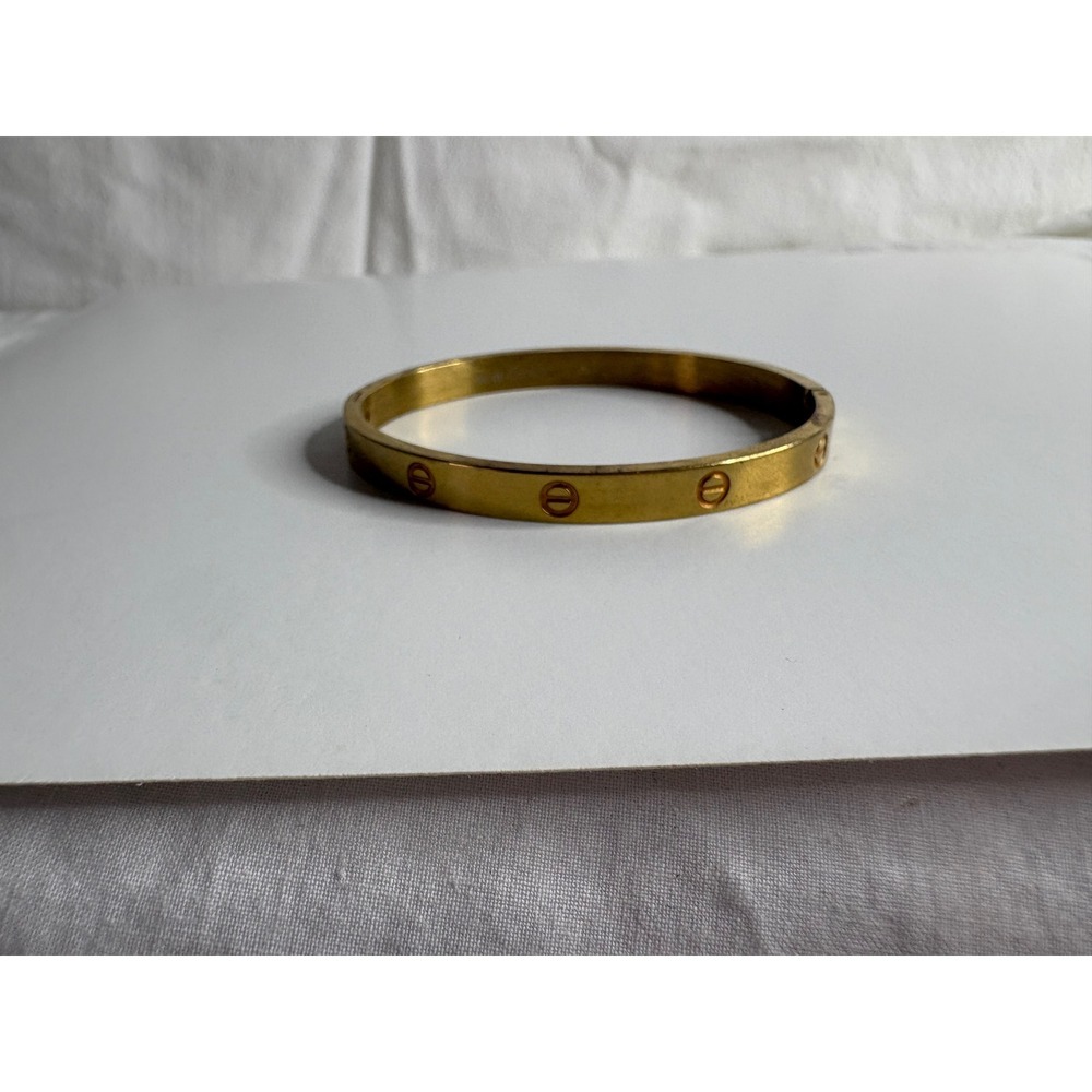 Gold Tone Love Bracelet Screw Detail Hinged Bangle